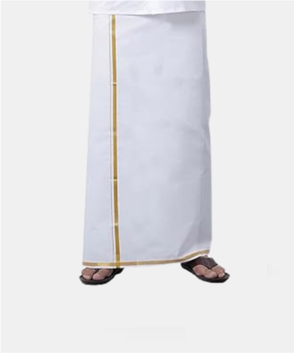 RAMRAJ COTTON Men Cotton Double Layer White dhoti